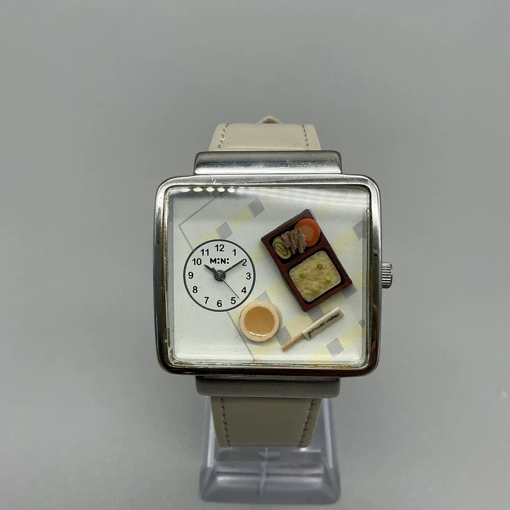 MINI MN051 Womens Watch 37mm Food Dial Square 3D Miniature Leather New Battery